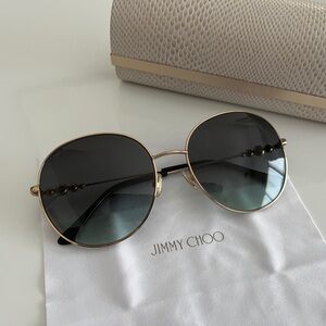 Jimmy Choo Oversized Gold Round Sunglasses
